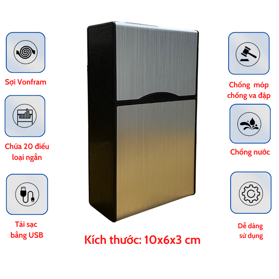 Hộp đựng nguyên bao thuốc lá chất liệu nhựa bọc nhôm