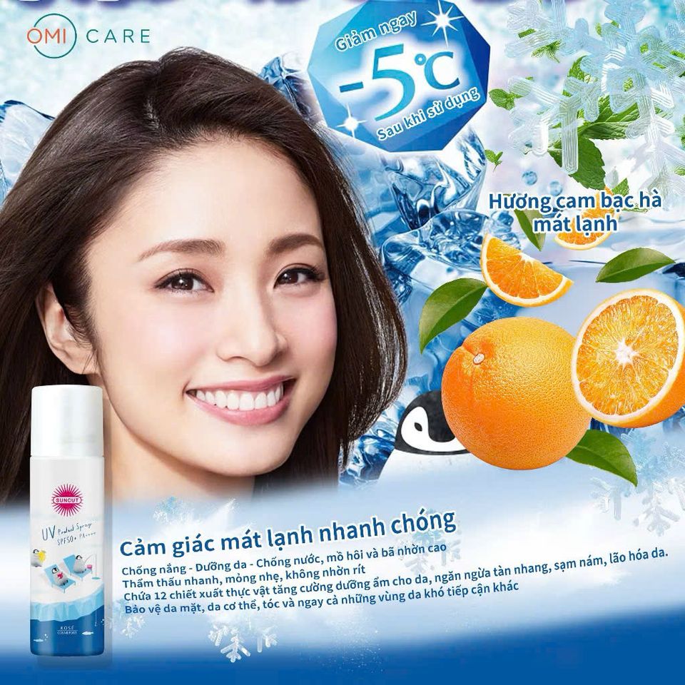 (Nội Địa Nhật) Xịt Chống Nắng Chống Nước SunCut Hương Bạc Hà Mát Lạnh SPF 50+/PA++++ Nhập Khẩu Chính Hãng Nhật Bản