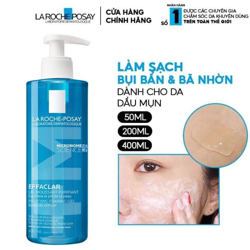 Gel Rửa Mặt  LA ROCHE Tạo Bọt Làm Sạch Dành Cho Da Dầu Nhạy Cảm - EFFACLAR PURIFYING FOAMING GEL FOR OILY SENSITIVE SKIN