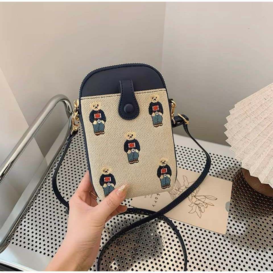 Túi đựng điện thoại nữ BEIBAOBAO, phong cách thường ngày dễ phối đồ nhỏ và nhẹ, thêu