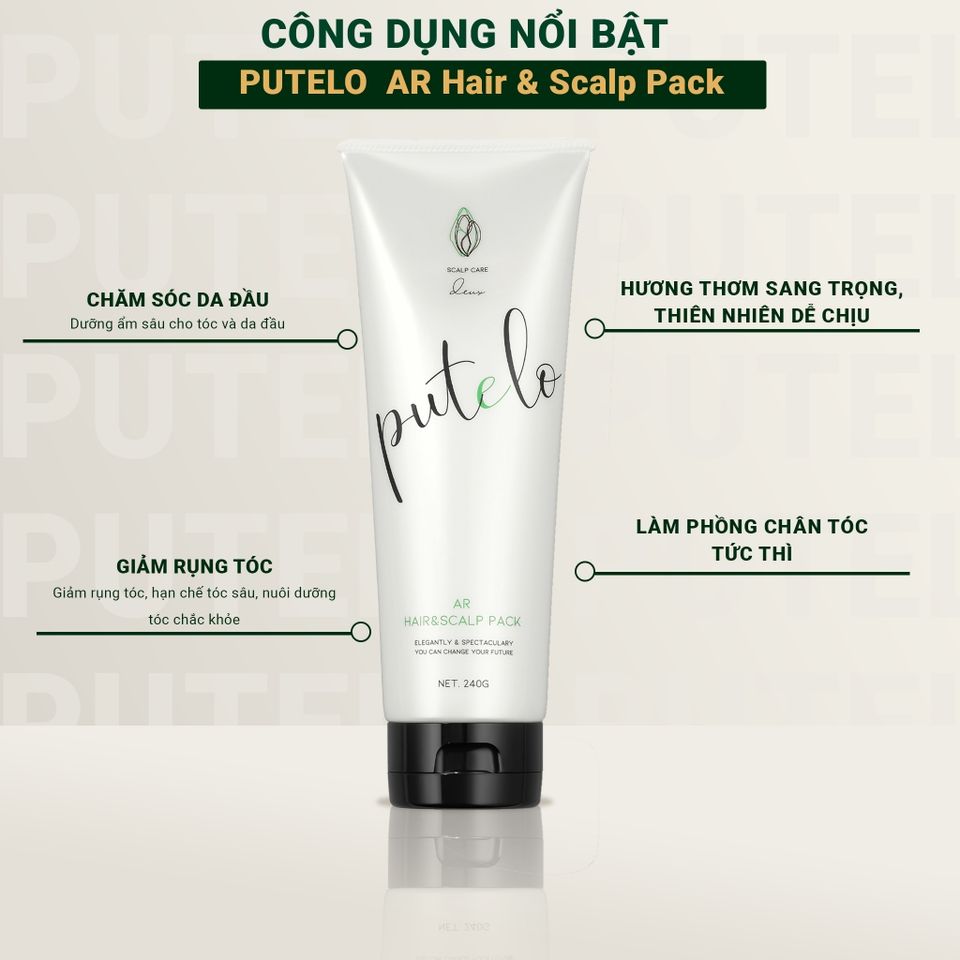 Bộ 3 sản phẩm trẻ hoá da đầu, kích thích mọc tóc PUTELO tăng cường độ phồng cho tóc