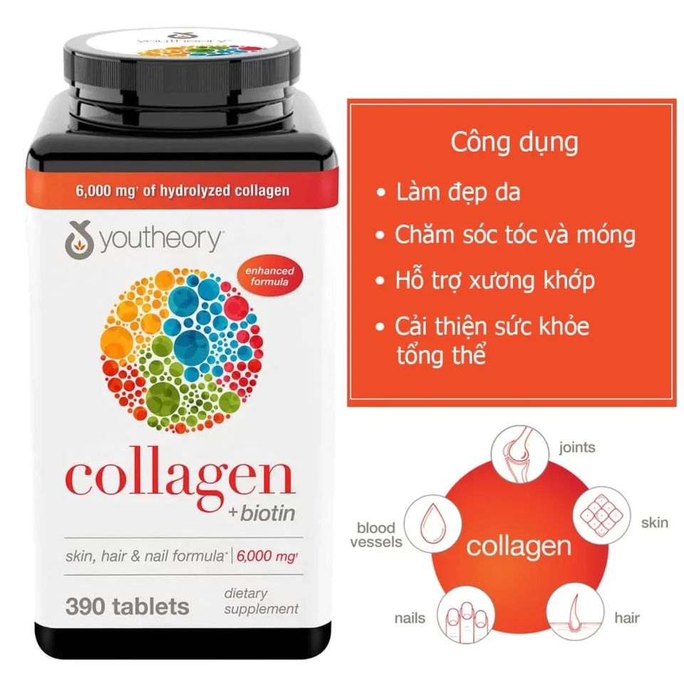 Viên Uống Collagen Youtheory Type 1 2 & 3 - 390 Viên Từ Mỹ Giúp Cải Thiện Da, Tóc, Móng - Hỗ Trợ Sức Khỏe và Làm Đẹp 671