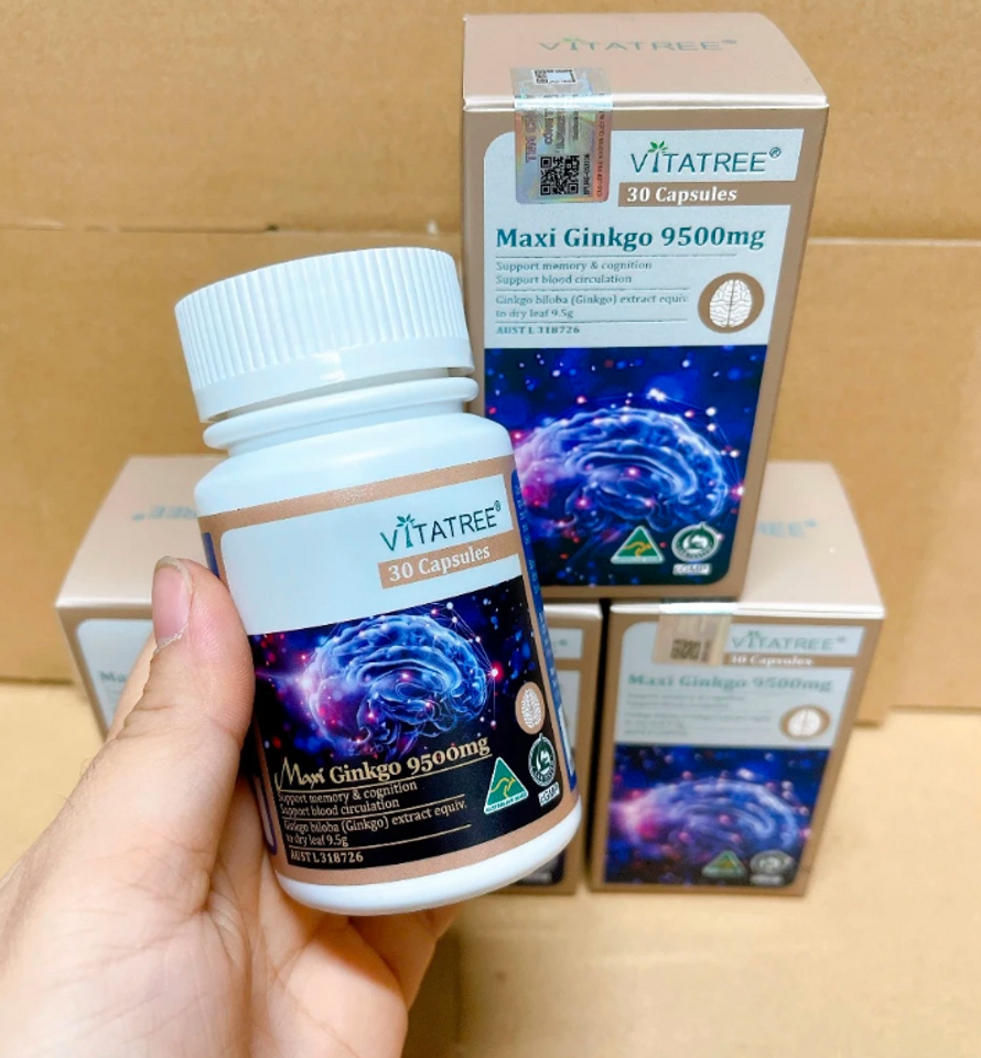 Bổ não Vitatree Maxi Ginkgo 9500mg 30 viên - Úc (Nhập khẩu, tem phụ)
