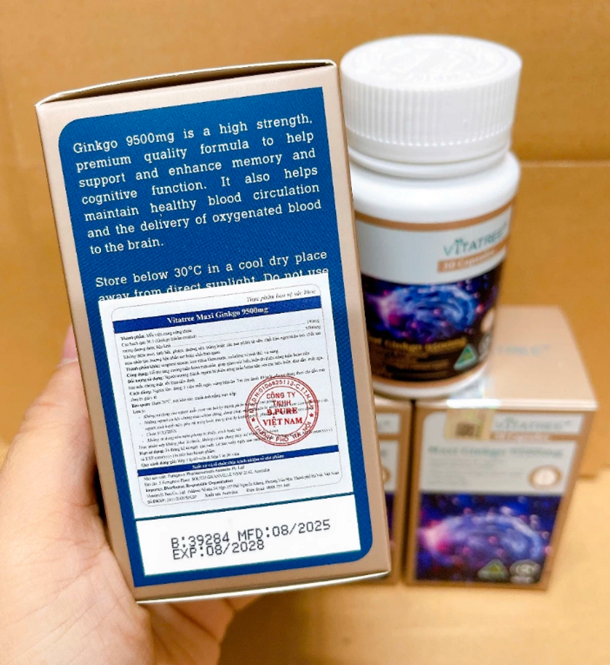 Bổ não Vitatree Maxi Ginkgo 9500mg 30 viên - Úc (Nhập khẩu, tem phụ)