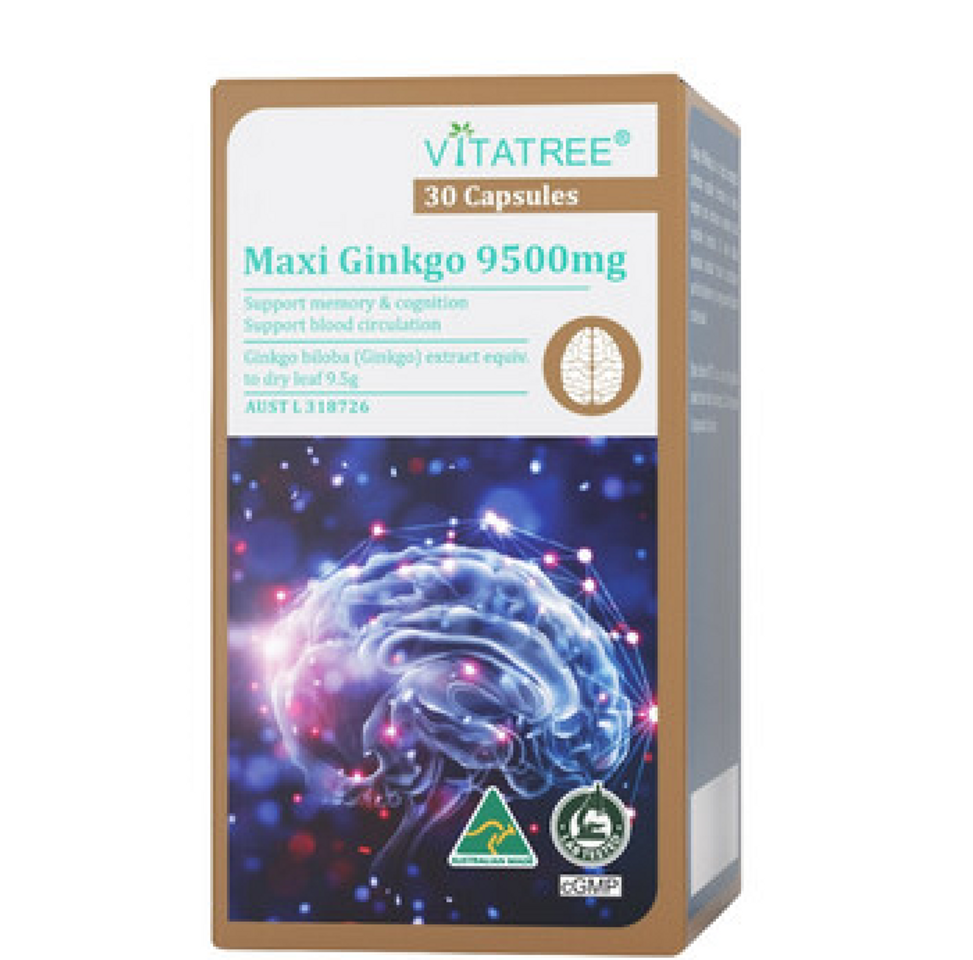 Bổ não Vitatree Maxi Ginkgo 9500mg 30 viên - Úc (Nhập khẩu, tem phụ)