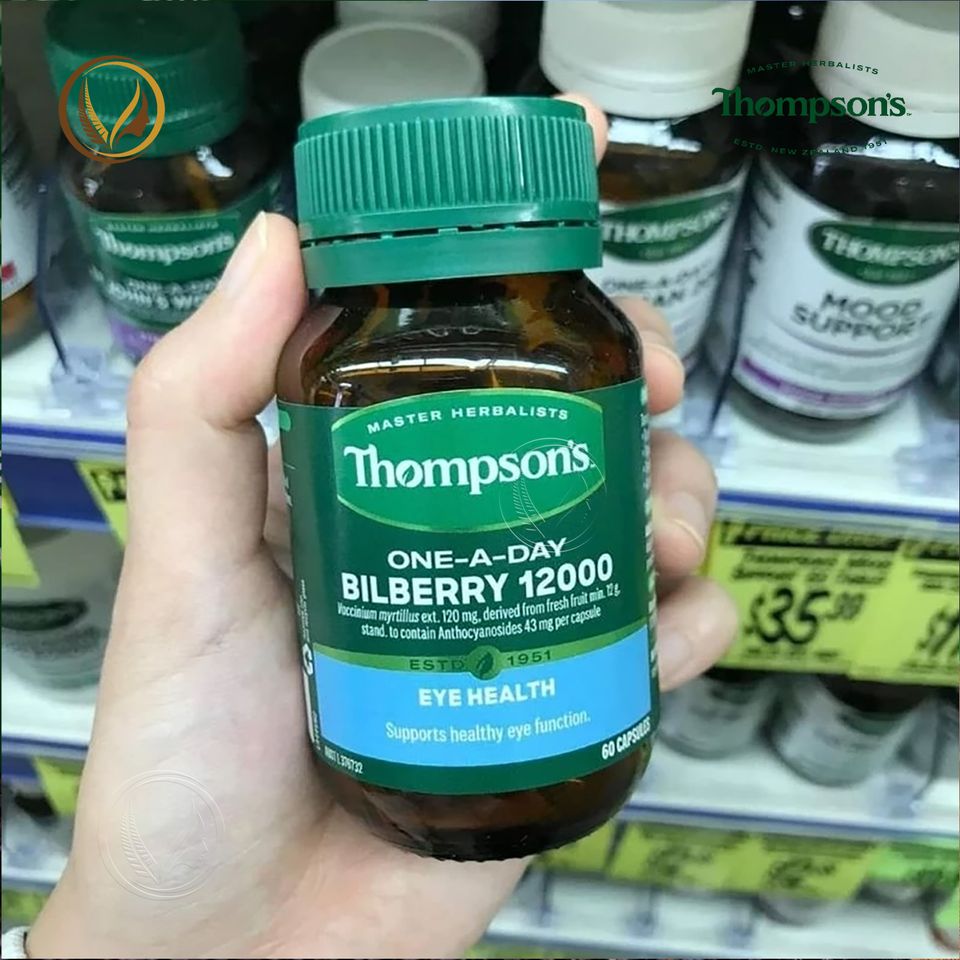 Viên uống bổ mắt và hỗ trợ mao mạch mắt Thompson’s One-A-Day Bilberry 12000mg 60 viên
