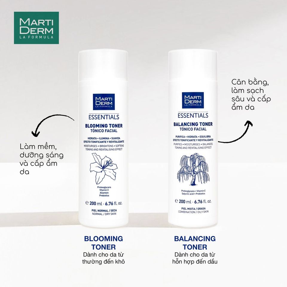 [HÀNG CÔNG TY] MartiDerm Essentials Balancing Toner - Nước Cân Bằng Làm Sạch Da Hỗn Hợp, Da Dầu BHA & Prebiotics 200ml