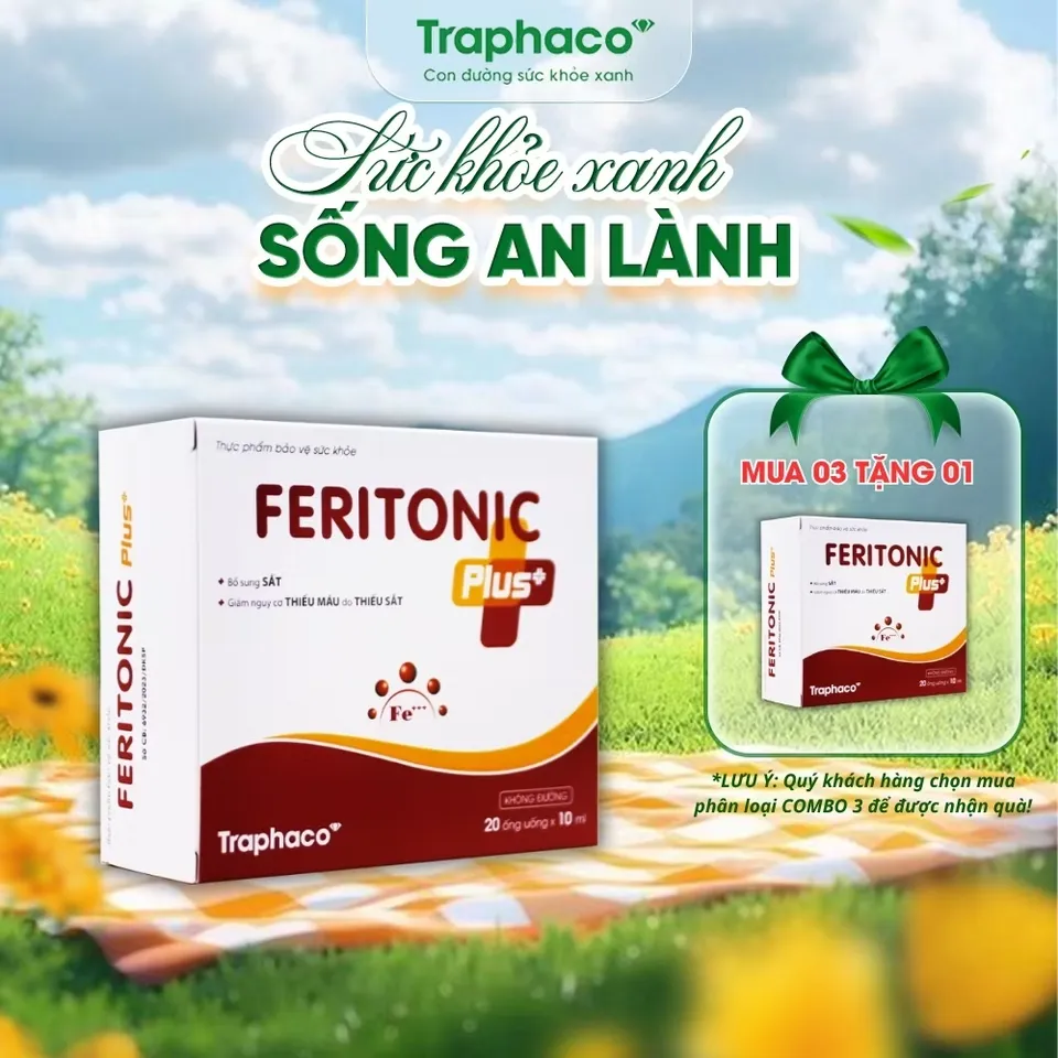 [Traphaco] Feritonic plus+ (Hộp 20 ống x 10ml) giúp bổ sung sắt, giúp ...