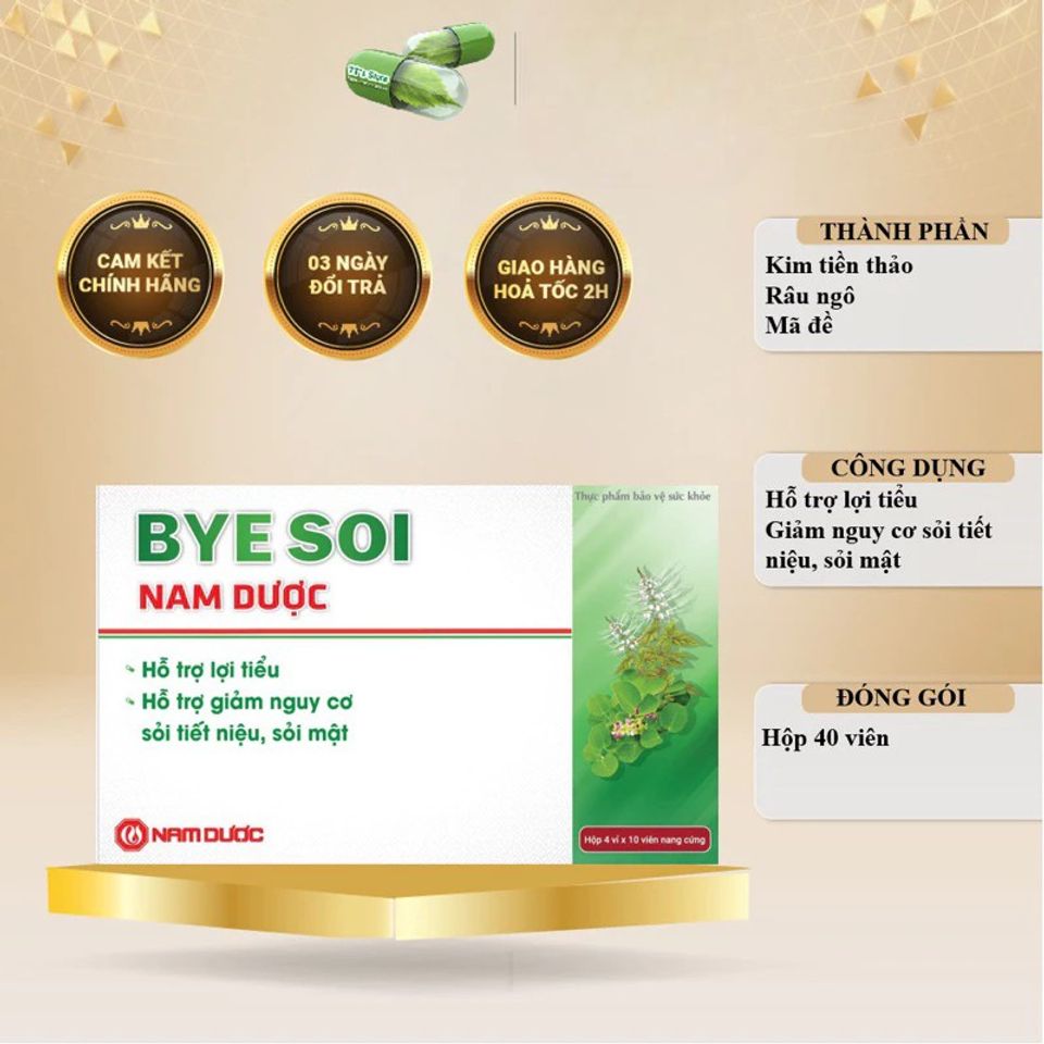 Bài Sỏi Nam Dược - Mẫu Mới Bye Sỏi - hộp 40 viên