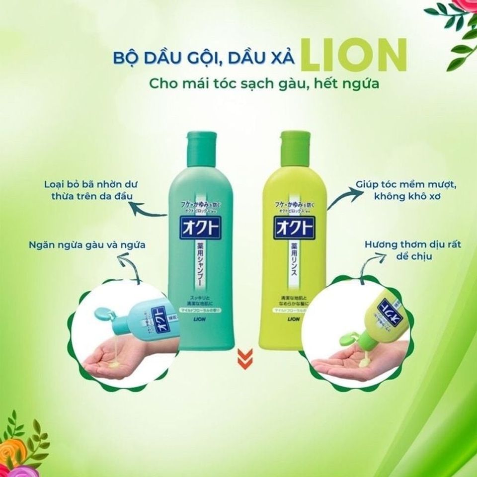 Dầu Gội Dầu Xả Lion Oct Medicated Conditioner 320ml Loại Bỏ Gàu & Nấm Da Đầu