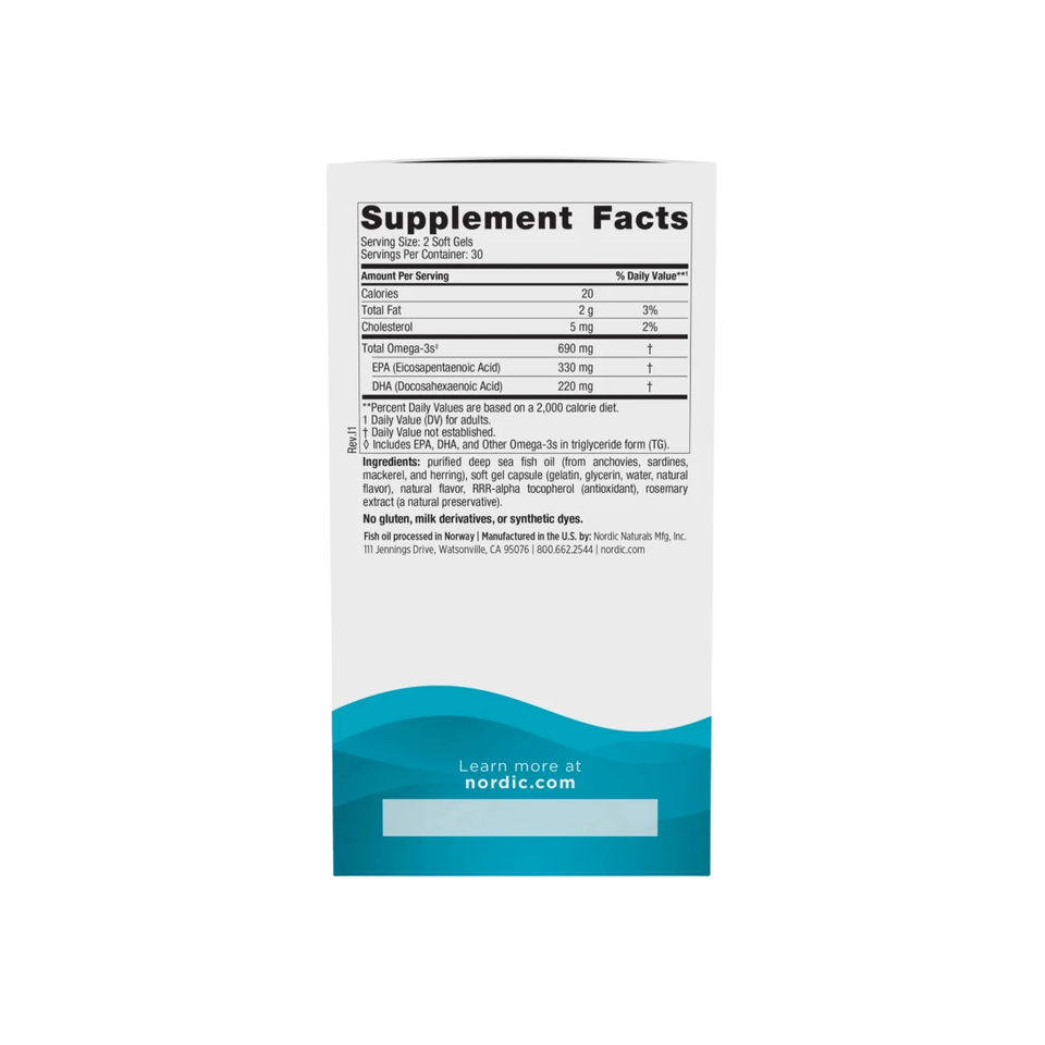 Viên dầu cá hương chanh Nordic Naturals Ultimate 690mg Omega3.60vien