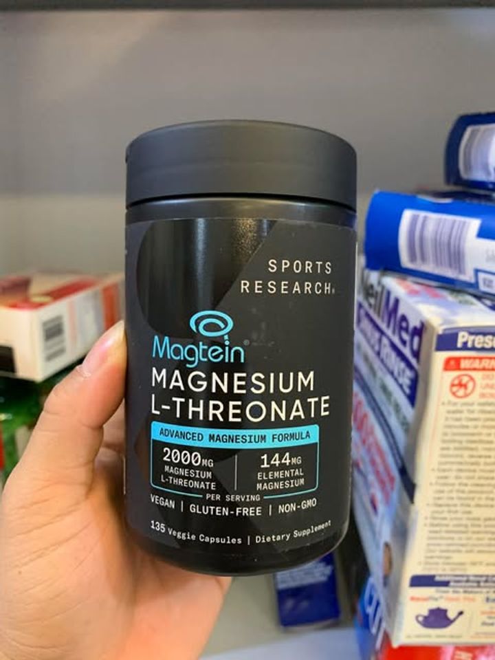 Viên uống bổ sung Magie Sports Research Magtein Magnesium L-Threonate 2000mg 135 Capsules 720953