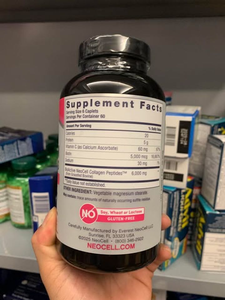 Viên uống NEOCELL Grassfed Collagen Peptides Vitamin C và Biotin 360 viên từ Mỹ