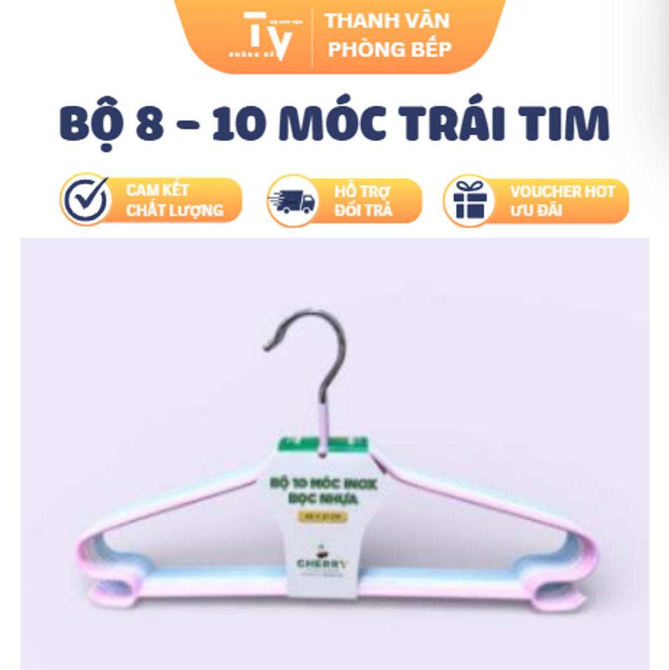 BỘ 8 - 10 MÓC TRÁI TIM VÀ INOX BỌC NHỰA (TV1562)