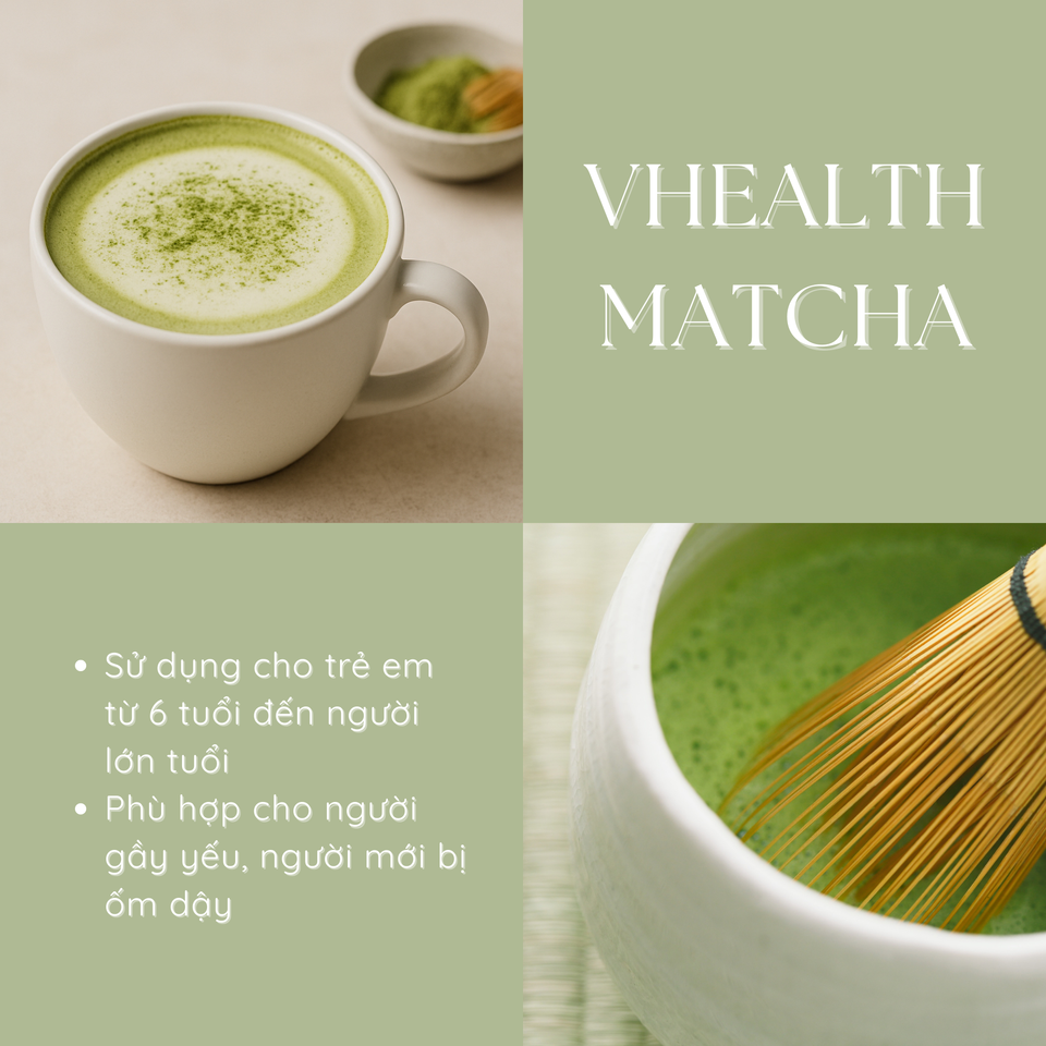  Vhealth Matcha | Giúp Thay Thế Bữa Ăn, Bổ Sung Năng Lượng, Phù Hợp Cho Trẻ Và Người Lớn Tuổi