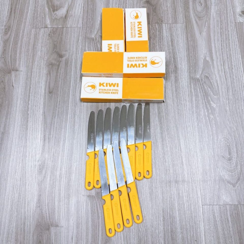 Hộp 12 dao Kiwi cán vàng đầu tròn – nhọn (TH179)