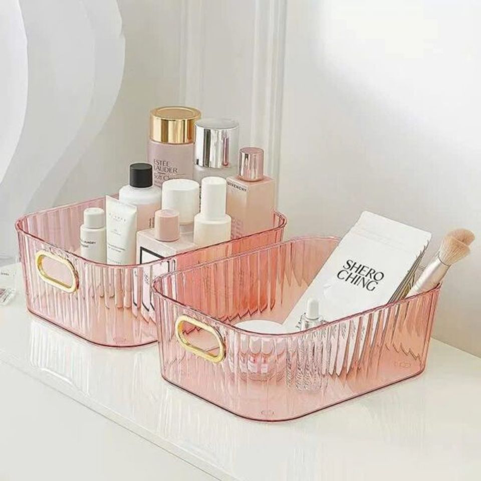 Khay trong suốt, hộp đựng đồ để bàn – size lớn không có nắp (Màu ngẫu nhiên) (TH185)
