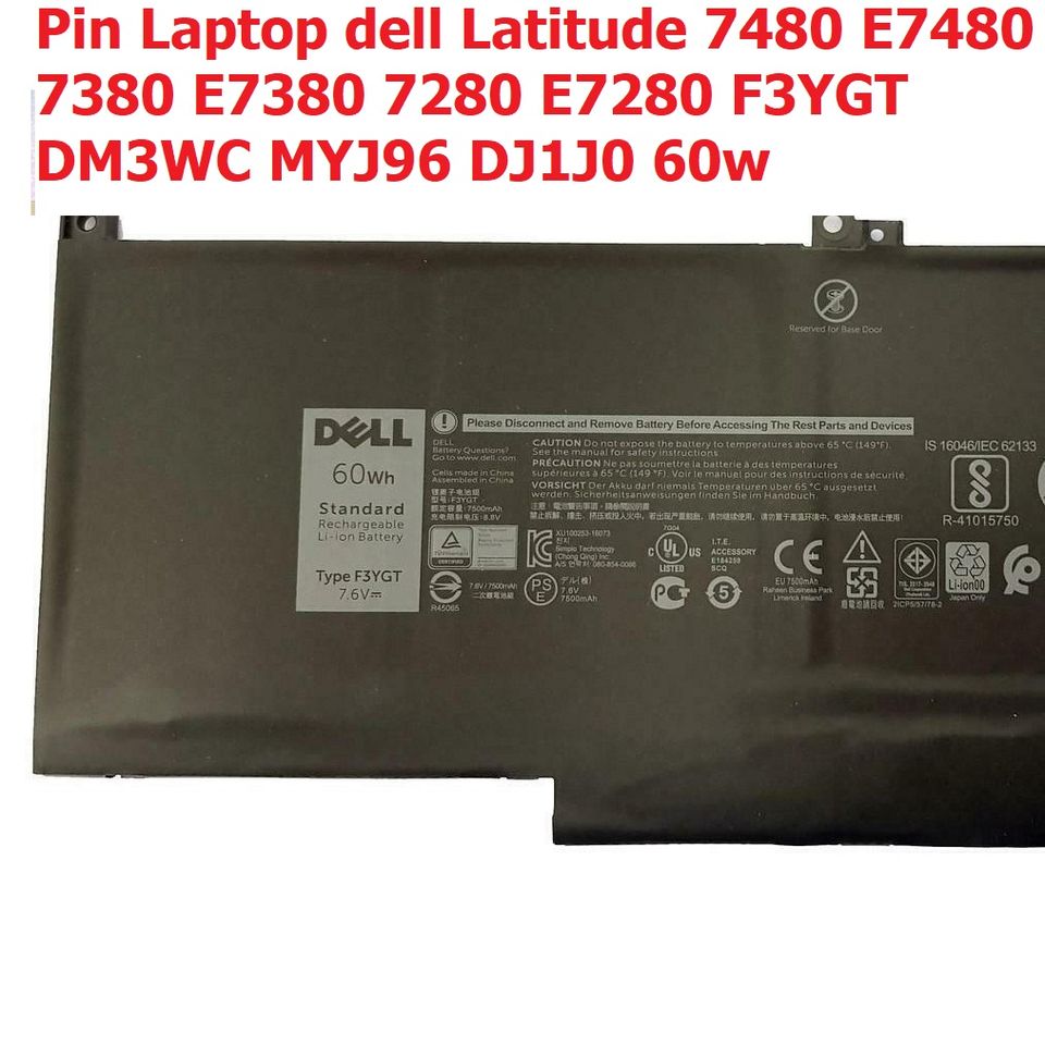 [Pin zin] Pin Laptop dell Latitude 7480 E7480 7380 E7380 7280 E7280 F3YGT DM3WC MYJ96 DJ1J0 60w PHỤ KIỆN LAPTOP