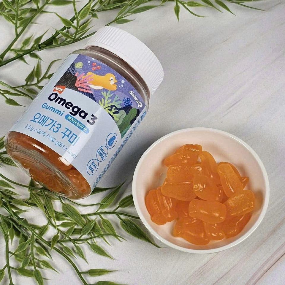 Kẹo Dẻo Hỗ Trợ Phát Triển Trí Não Naturalize Omega 3 Gummi Hàn Quốc 60 Viên Vị Cam - Chanh Ngon Miệng Cho Bé 732521