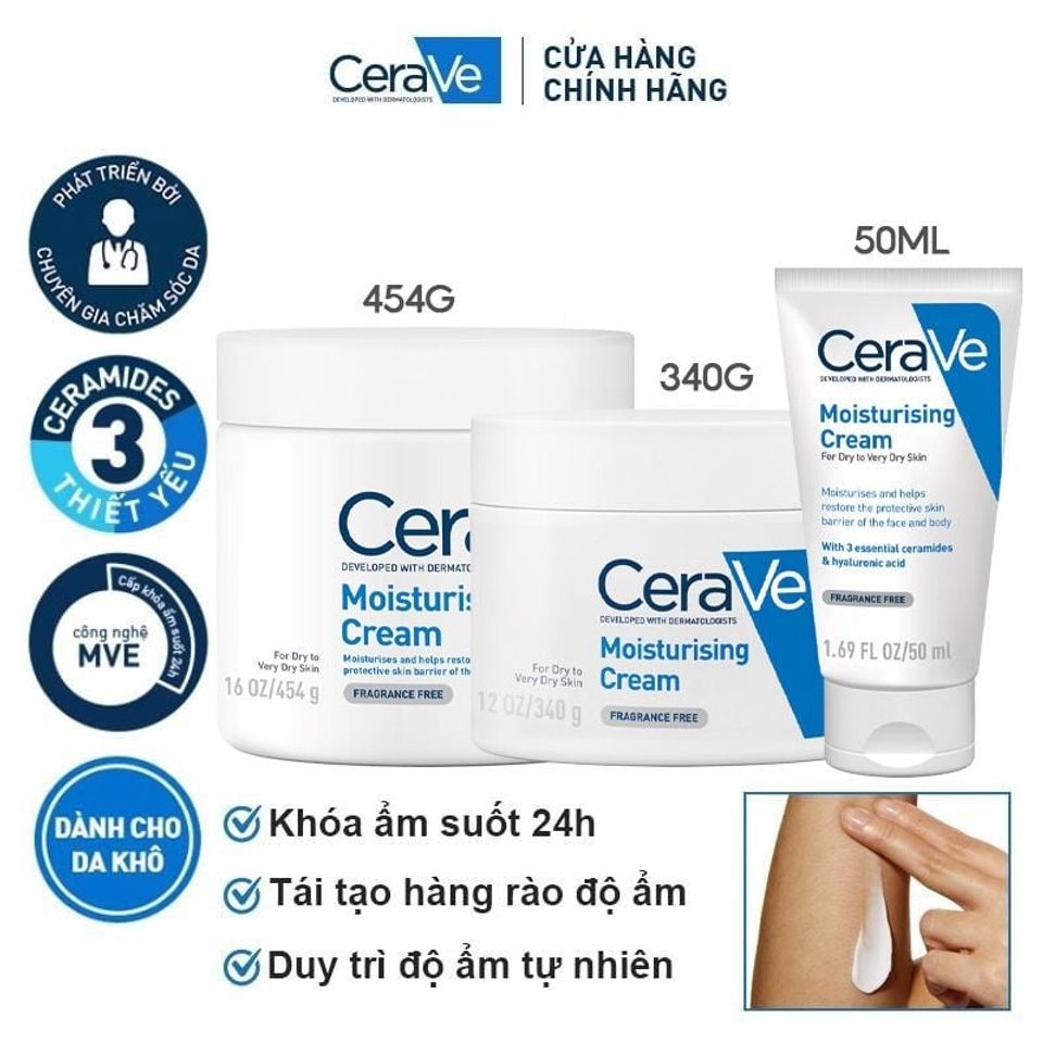 Kem Dưỡng Ẩm CeraVe Dành Cho Da Khô 50ml - Giải Pháp Chăm Sóc Da Khô Mịn Màng, Hấp Thụ Nhanh, Làm Da Tươi Trẻ