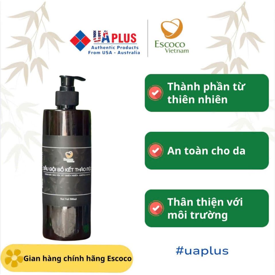Dầu gội bồ kết thảo mộc Escoco 250ml, 500ml (không cay mắt)