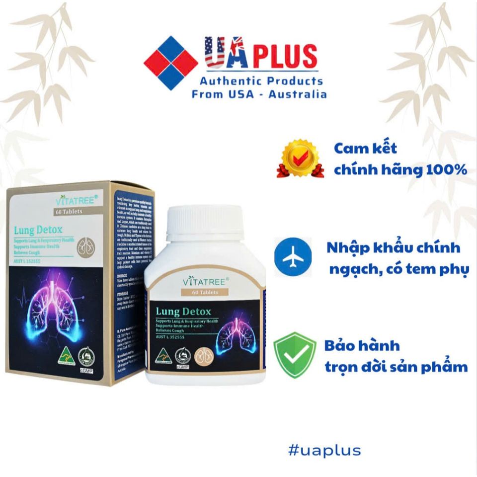 [Nhập khẩu chính ngạch] Vitatree Lung Detox - Viên uống bổ phổi, thải độc phổi (60 viên)