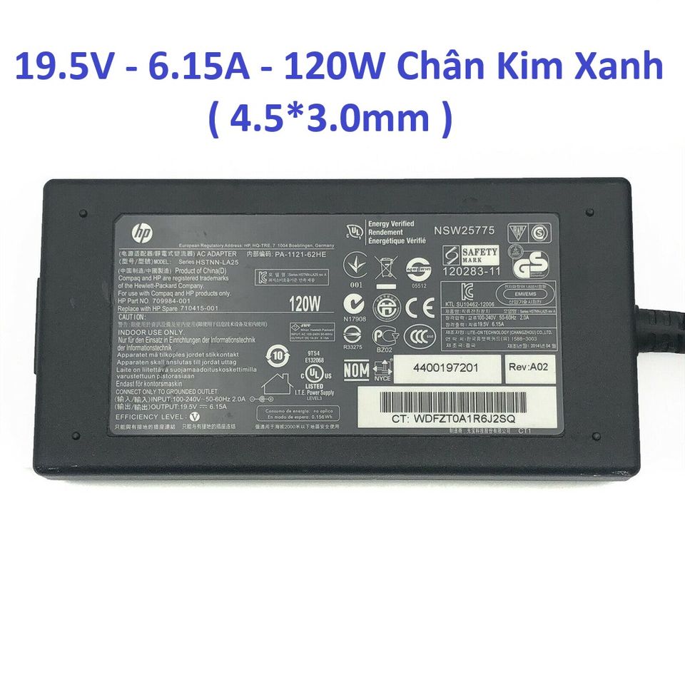 [Sạc zin] Sạc laptop HP 19.5V - 6.15A - 120W Chân Kim Xanh PHỤ KIỆN LAPTOP