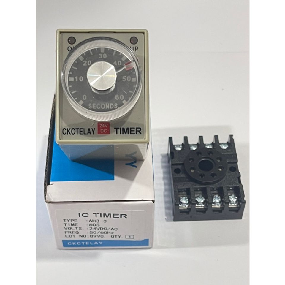 Rơ le thời gian AH3-3 kèm Đế , IC TIMER Nguồn 24V, 220V, 10s, 30s, 60s ...