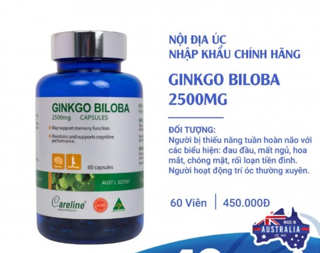 [Nhập khẩu] Viên uống bổ não Careline Ginkgo Biloba 2500mg (60v)