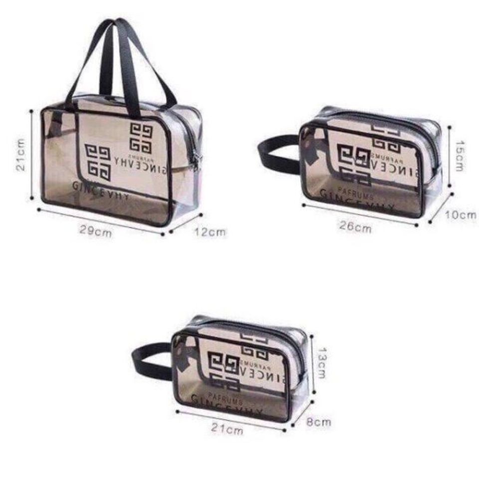 Set 3 túi du lịch, đựng mỹ phẩm nhựa trong suốt (TH327)