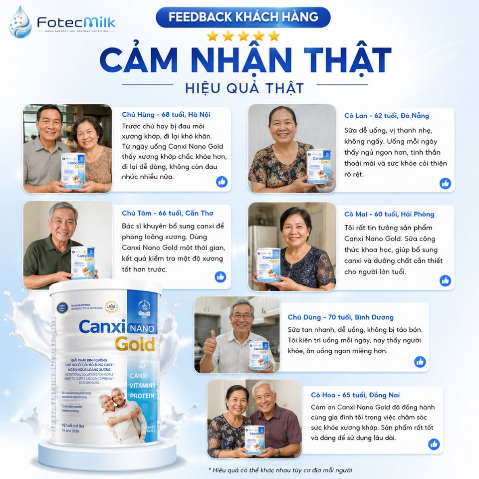 Sữa Canxi Nano Gold FotecPharm 900g Sữa Dinh Dưỡng Bổ Sung Canxi Cho Người Lớn Tuổi Ít NgọtFotecMilk