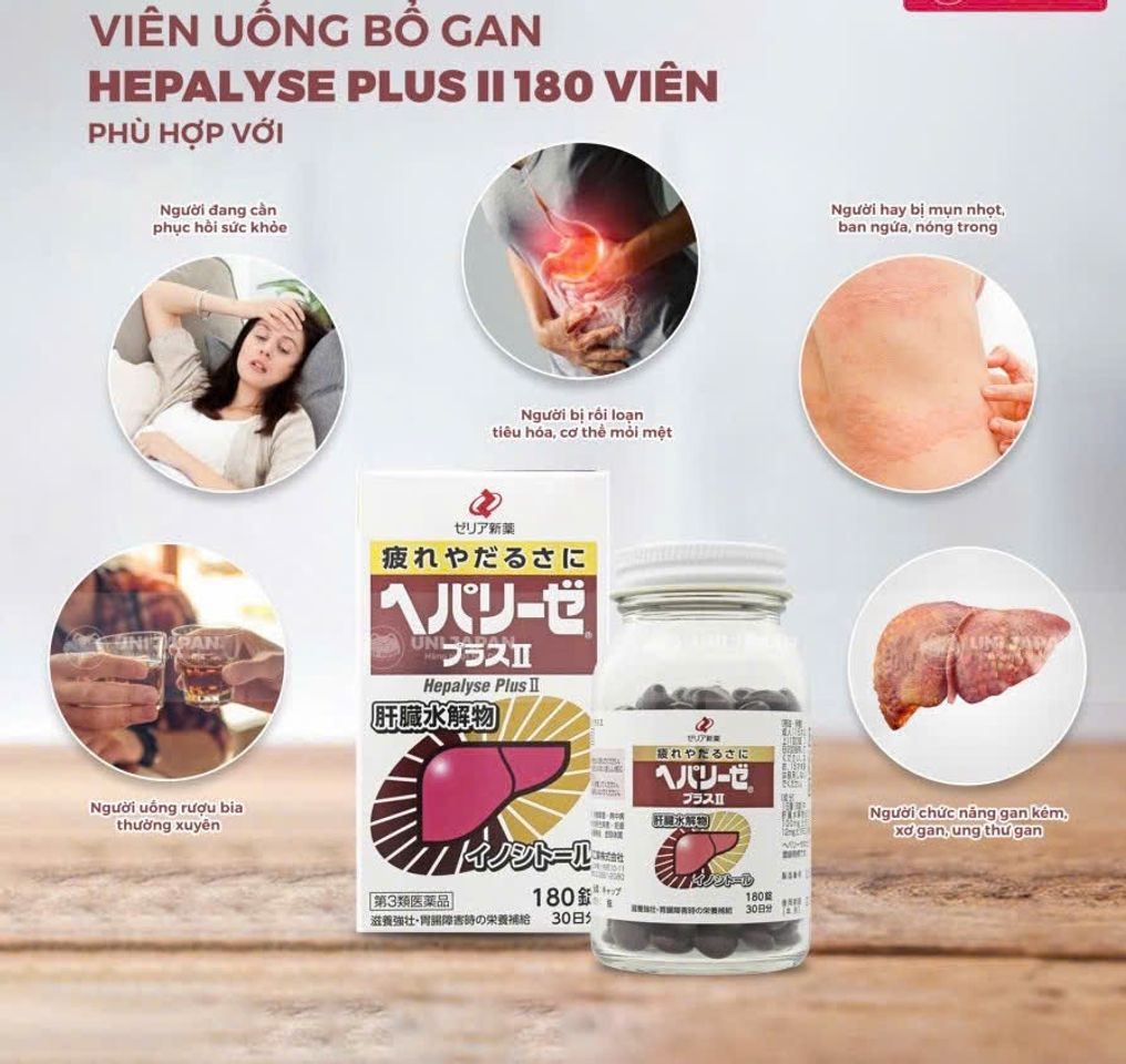 Viên Uống Hỗ Trợ Bổ Gan Trắng Hepalyse Plus II Nhật Bản - 180 Viên Giải Độc, Duy Trì Sức Khỏe Gan, Cải Thiện Tình Trạng Da