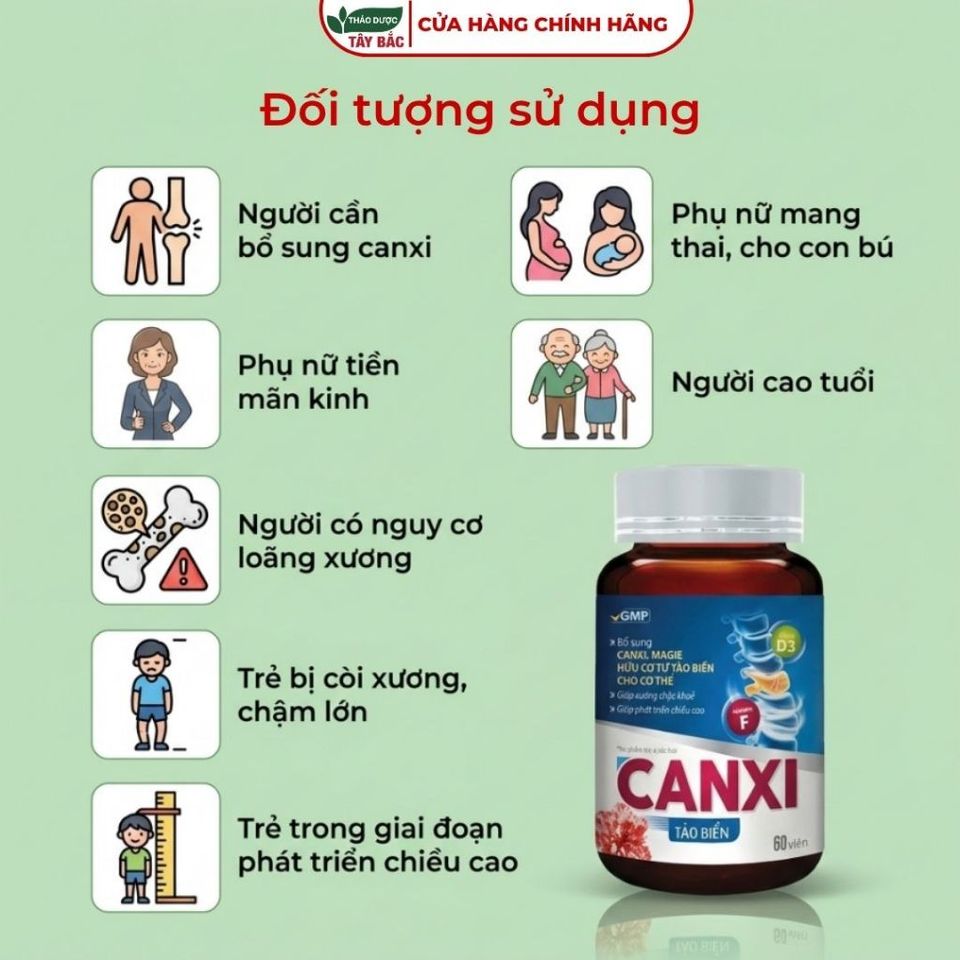 Viên uống CANXI TẢO BIỂN HỮU CƠ MÁT (Có chứa D3 K2) cho cả gia đình - Giúp Tăng Chiều Cao, Xương Chắc Khỏe