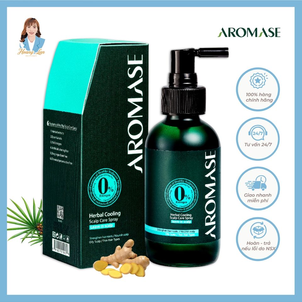 Xịt dưỡng tóc, giảm viêm da đầu Đài Loan AROMASE Herbal Cooling Scalp Care Spray 40ml - cho da dầu