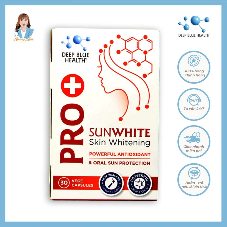 Viên uống chống nắng, trắng da New Zealand Deep Blue Health Pro+ SunWhite Skin Whitening 60 viên