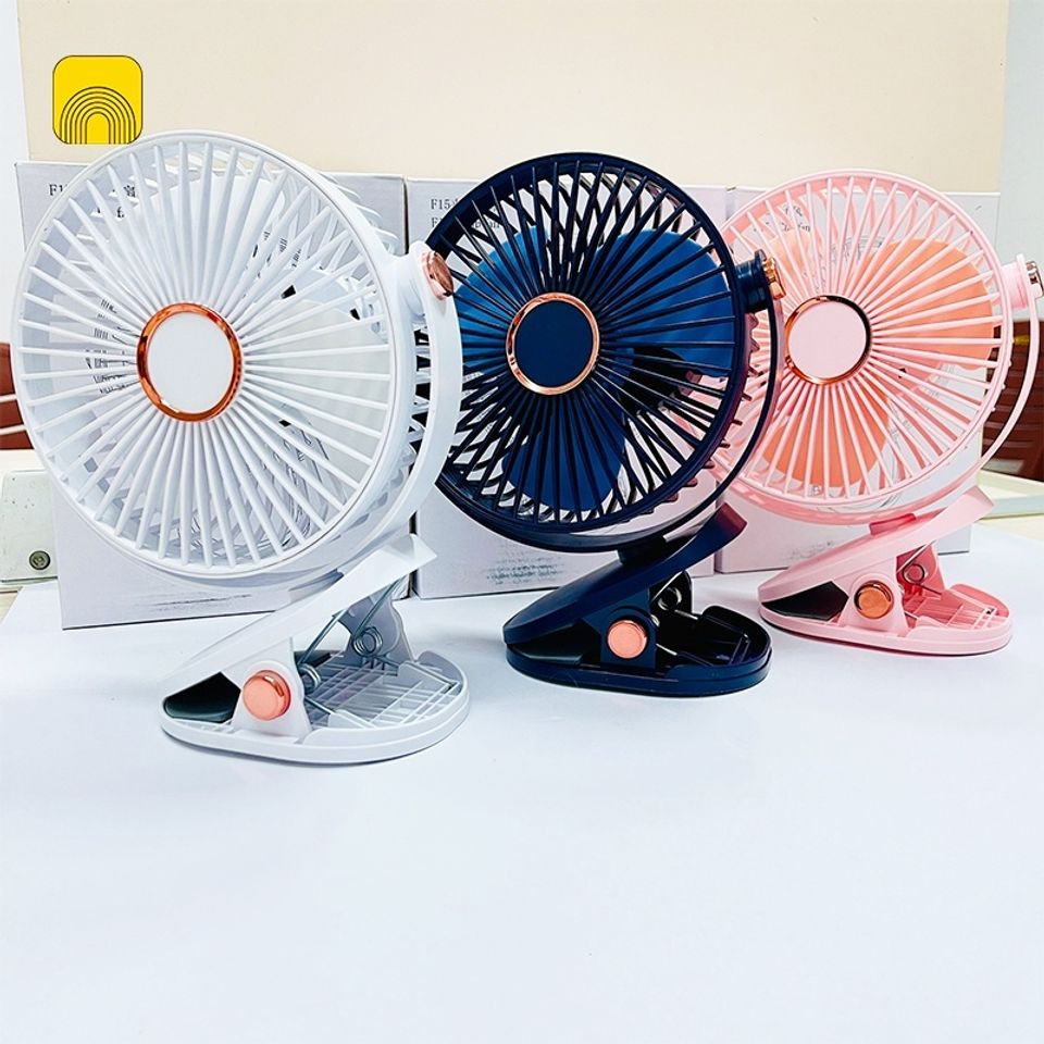 Quạt Tích Điện Kẹp Bàn 5 Mức Gió Có Đèn LED, Pin 5000mAh & 12000mAh Cao Cấp