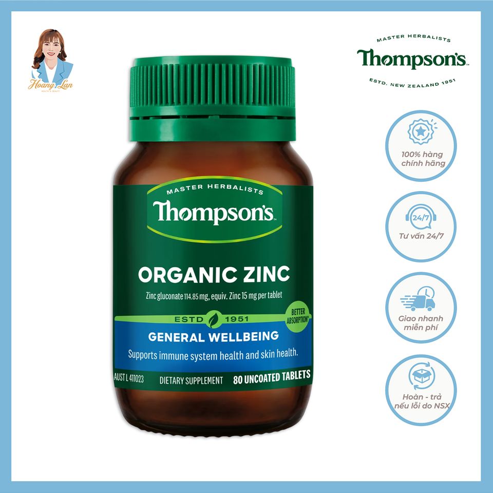 Viên uống kẽm hữu cơ New Zealand Thompson’s Organic Zinc 80 viên