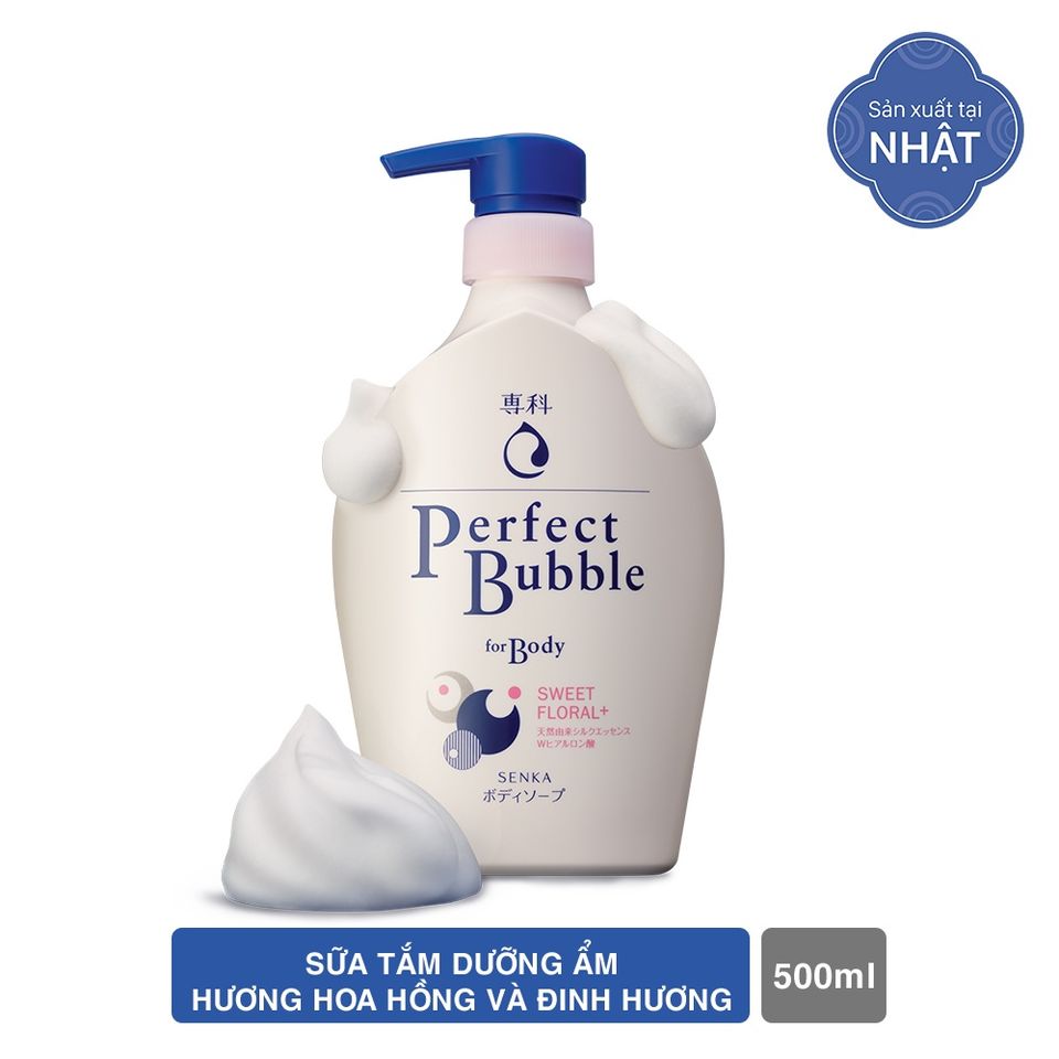 Sữa tắm dưỡng ẩm hương hoa dịu ngọt Senka Perfect Bubble for Body Sweet Floral 500ml