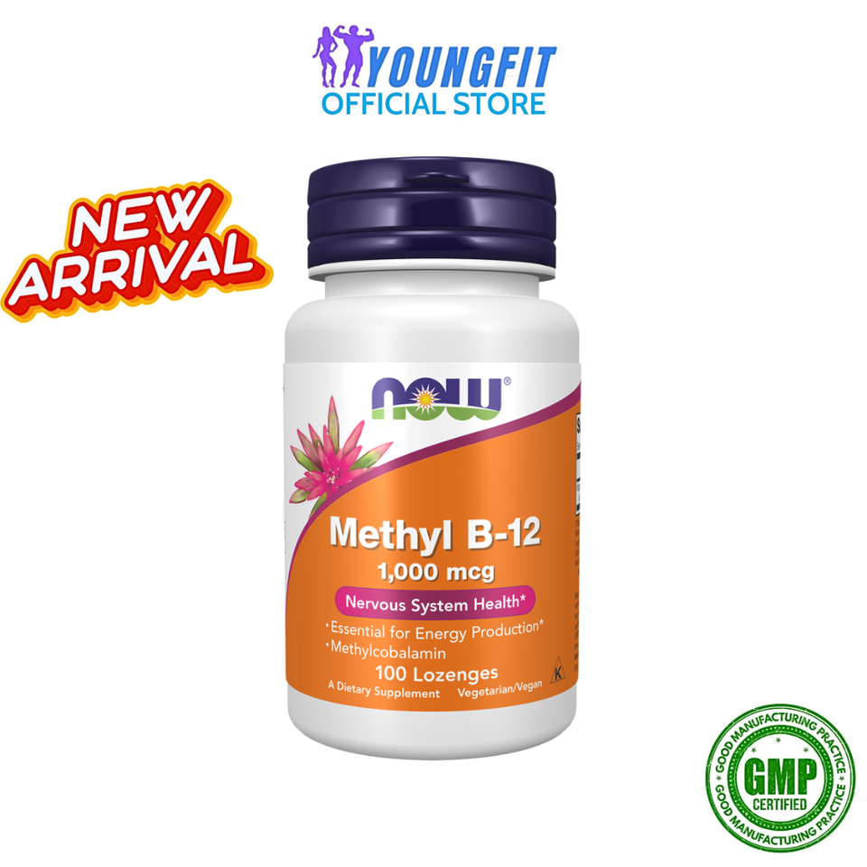 Viên Uống Vitamin B12 1,000 mcg Methylcobalamin NOW Hỗ Trợ Sức Khoẻ Hệ Tuần Hoàn Khoẻ Mạnh (Hộp 100 viên) - YoungFit