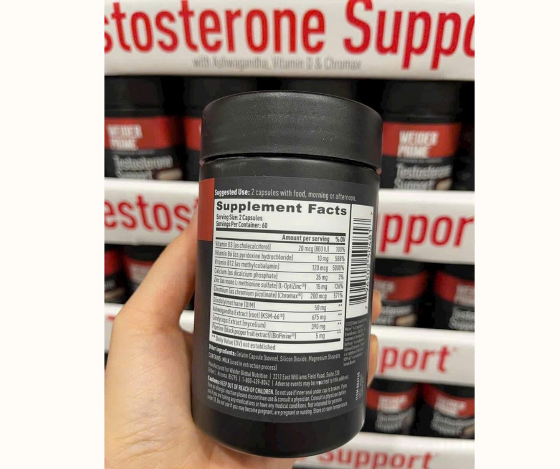 Viên Uống Hỗ Trợ Dánh Cho Nam Weider Prime Support, 120 viên