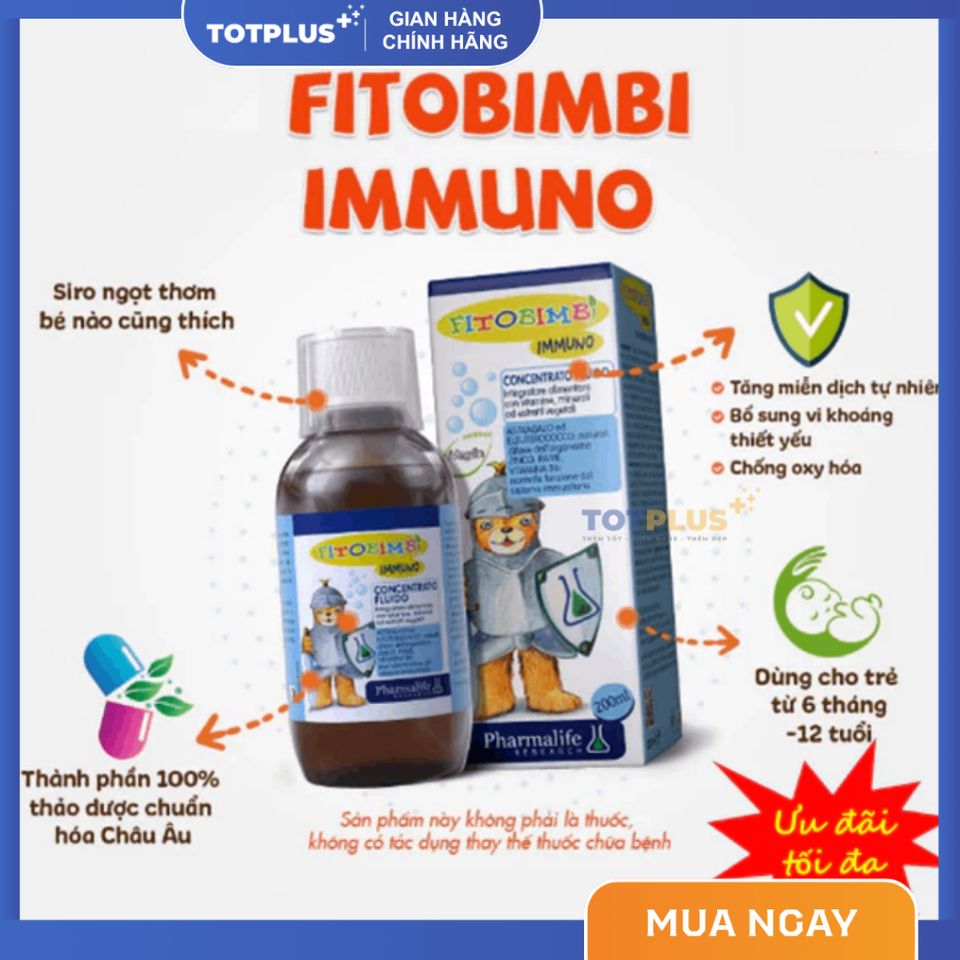 Fitobimbi Immuno - Tăng Đề Kháng Cho Trẻ – Hỗ Trợ Miễn Dịch, Giảm Ốm Vặt