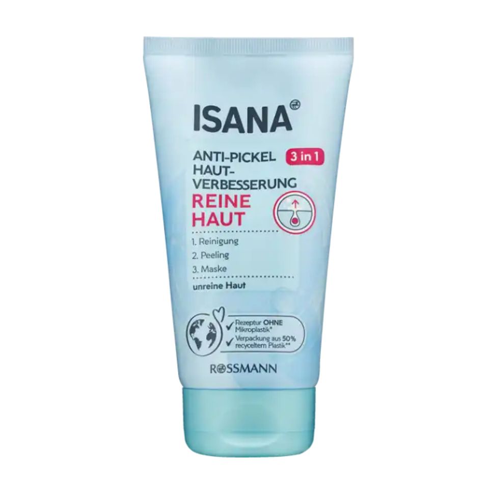 Sữa rửa mặt ISANA 3 tác dụng, rửa mặt, tẩy da chết, đắp mặt nạ, tuýp 150ml
