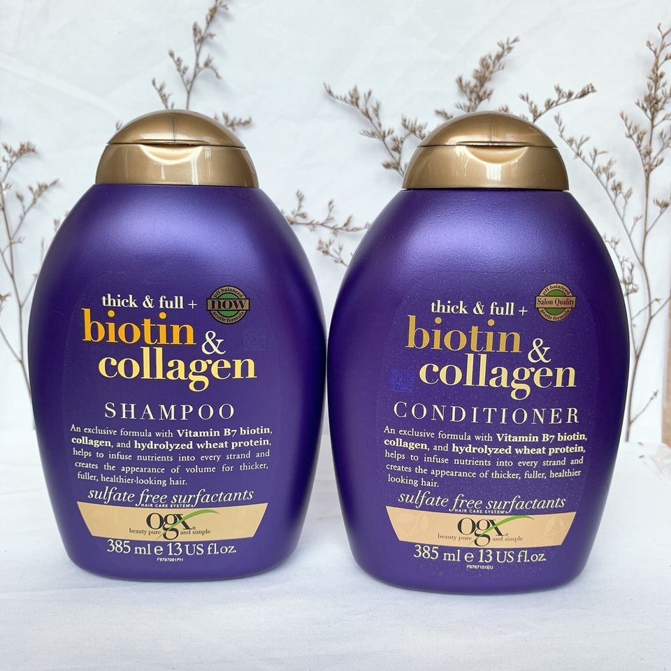 Gội xả BIOTIN COLLAGEN tím giúp mọc tóc,ngăn rụng tóc,xử lý các vấn đề tóc thưa,tóc mỏng,tóc khô,dễ gãy rụng