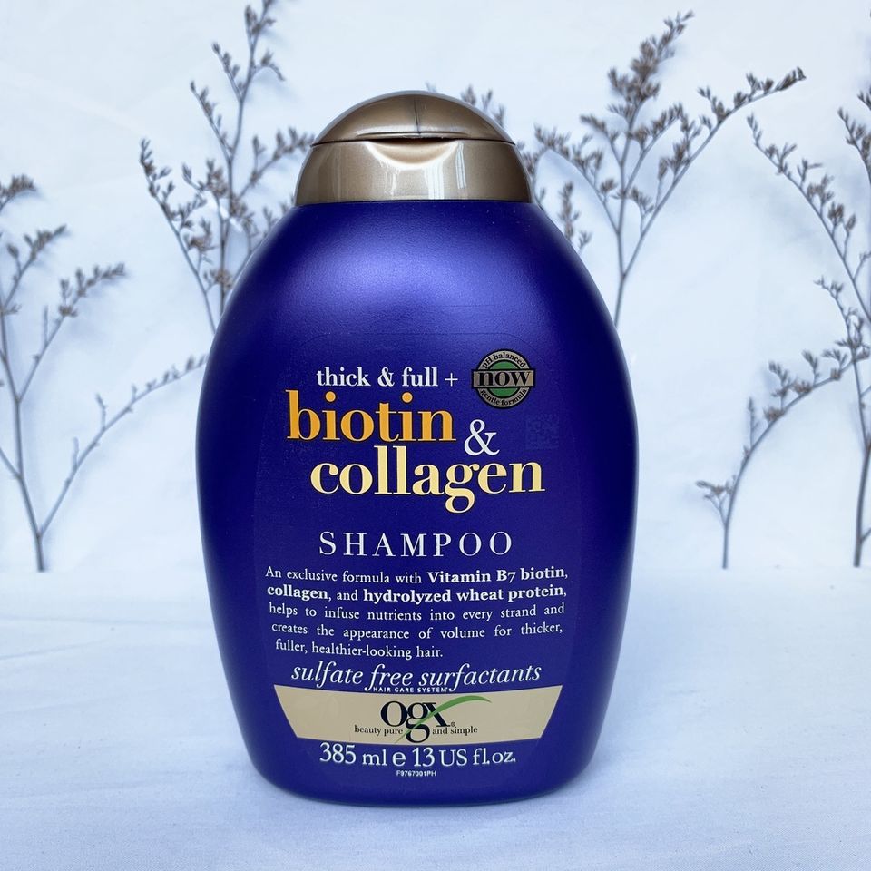 Gội xả BIOTIN COLLAGEN tím giúp mọc tóc,ngăn rụng tóc,xử lý các vấn đề tóc thưa,tóc mỏng,tóc khô,dễ gãy rụng