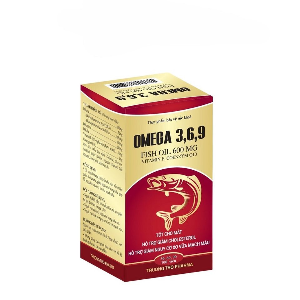 Viên uống Omega 369 Fish oil 600mg, vitamin e, coenzym Q10 hộp 100 viên