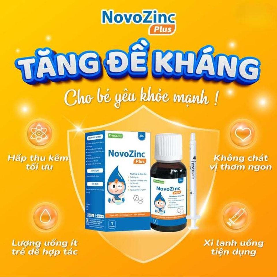 Kẽm Cho Bé Novozinc Plus - Giúp Bé Ăn Ngon, Giảm Biếng Ăn, Tăng Đề Kháng, Dễ Hấp Thụ