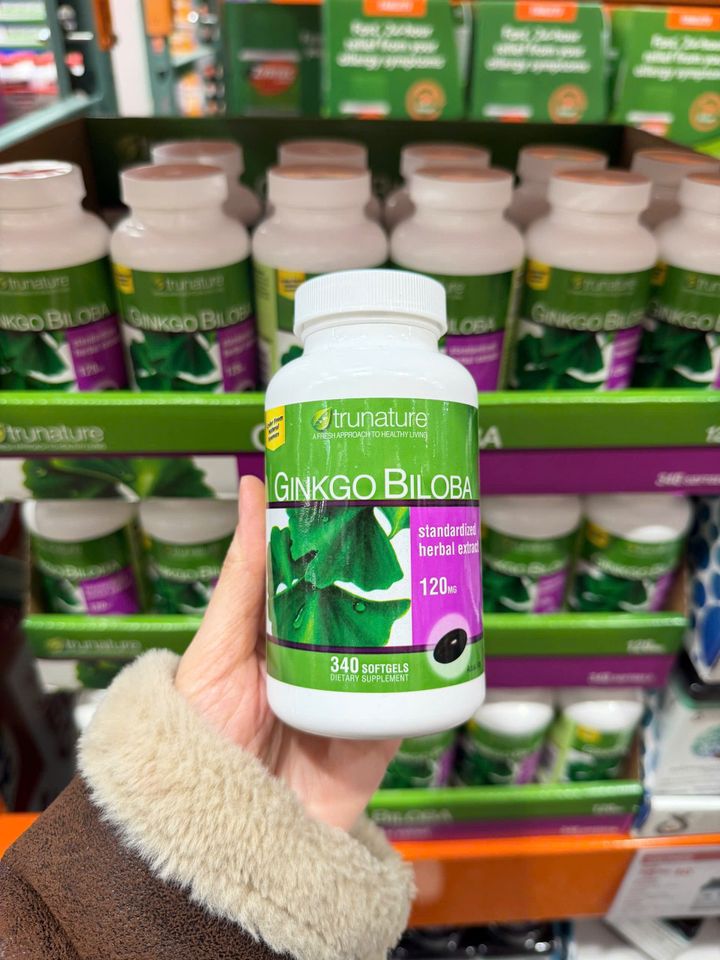 Viên uống bổ não Trunature Ginkgo Biloba 340 viên - Tăng cường trí nhớ và lưu thông tuần hoàn máu, Mỹ