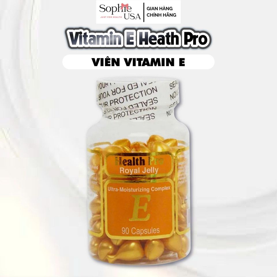 Viên Vitamin E Health Pro 90 Viên - Dưỡng Ẩm, Ngăn Ngừa Mụn và Nếp Nhăn Cho Da Mềm Mại và Mịn Màng