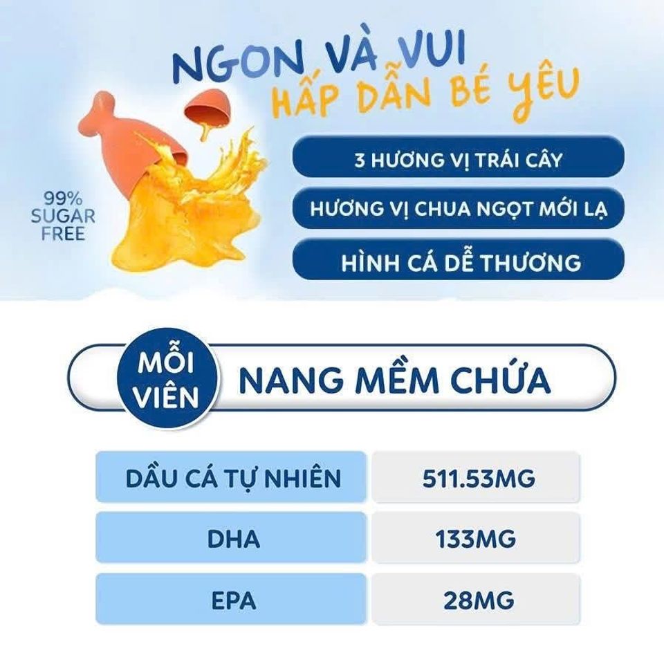 Dầu cá Kids Smart Bursts Omega-3 Fish Oil TRIO – DHA 3 màu ,hương vị trái cây thơm ngon cho bé phát triển trí não
