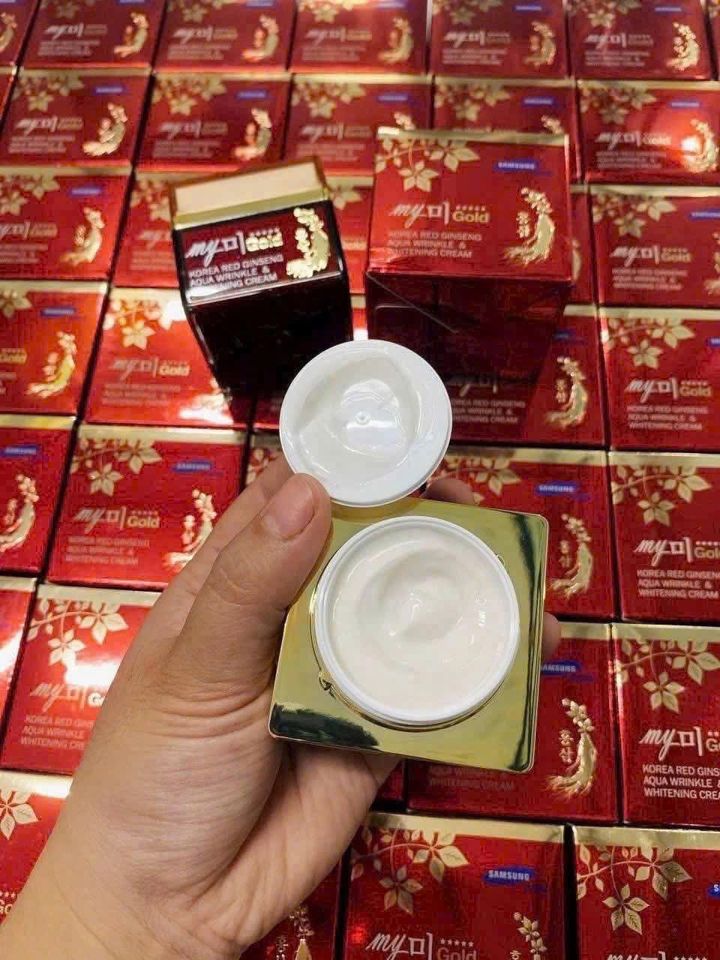  kem dưỡng da hồng sâm My Gold Korea Red Ginseng Aqua Wrinkle & Whitening Cream. 